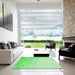 Square Patterned Green Rug in a Living Room, pat2074grn