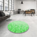 Round Patterned Green Rug in a Office, pat2074grn