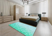 Patterned Diamond Blue Rug in a Bedroom, pat2074lblu