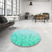 Round Patterned Diamond Blue Rug in a Office, pat2074lblu