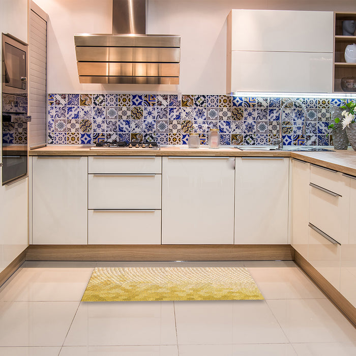 Patterned Sun Yellow Rug in a Kitchen, pat2074org