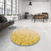 Round Patterned Sun Yellow Rug in a Office, pat2074org