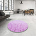 Round Patterned Violet Purple Rug in a Office, pat2074pur