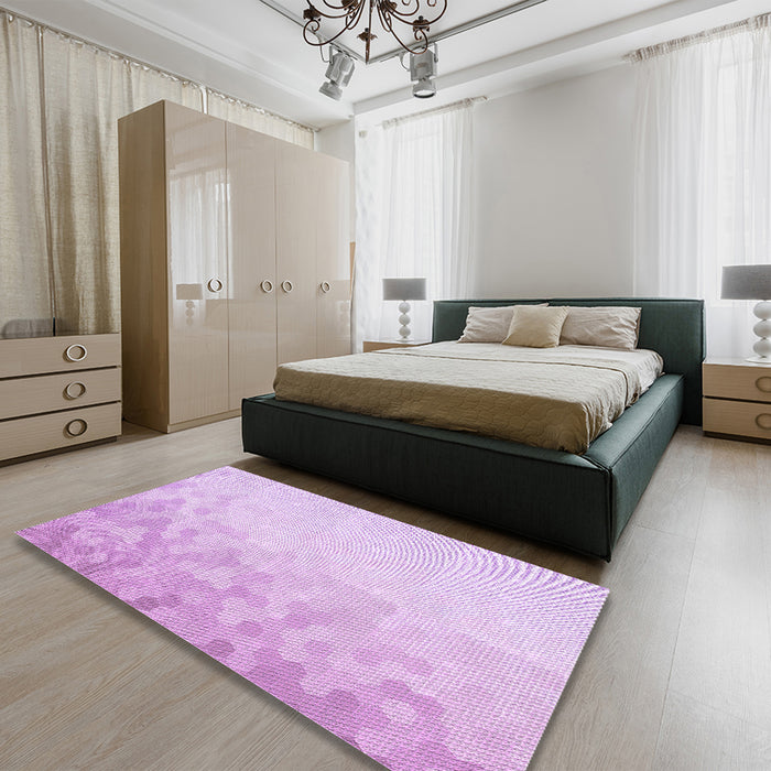 Round Machine Washable Transitional Violet Purple Rug in a Office, wshpat2074pur