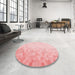 Round Patterned Pastel Red Pink Rug in a Office, pat2074rd