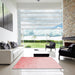 Square Patterned Pastel Red Pink Rug in a Living Room, pat2074rd