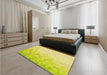 Patterned Golden Brown Yellow Rug in a Bedroom, pat2074yw