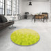 Round Patterned Golden Brown Yellow Rug in a Office, pat2074yw