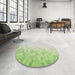 Round Machine Washable Transitional Green Rug in a Office, wshpat2074