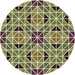 Square Patterned Ginger Brown Green Rug, pat2075brn