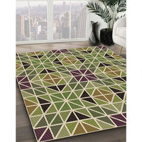 Patterned Ginger Brown Green Rug, pat2075brn