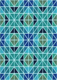 Machine Washable Transitional Dark Cyan Green Rug, wshpat2075lblu