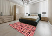 Patterned Light Coral Pink Rug in a Bedroom, pat2075rd