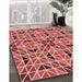 Patterned Light Coral Pink Rug in Family Room, pat2075rd