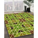 Patterned Green Rug in Family Room, pat2075yw