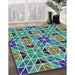 Patterned Blue Novelty Rug in Family Room, pat2075