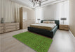 Patterned Dark Forest Green Rug in a Bedroom, pat2076grn