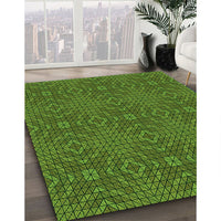 Patterned Dark Forest Green Rug, pat2076grn