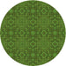 Square Machine Washable Transitional Dark Forest Green Rug in a Living Room, wshpat2076grn