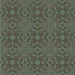 Round Machine Washable Transitional Khaki Green Rug, wshpat2076lblu