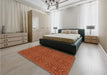 Patterned Orange Red Orange Rug in a Bedroom, pat2076org