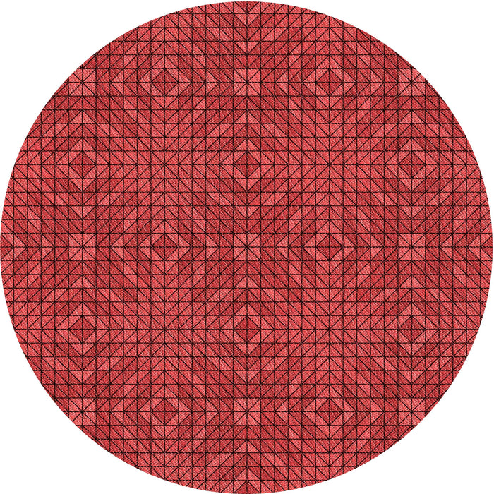 Square Patterned Red Rug, pat2076rd