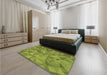 Patterned Pistachio Green Rug in a Bedroom, pat2077brn