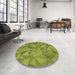 Round Patterned Pistachio Green Rug in a Office, pat2077brn