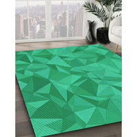 Patterned Medium Spring Green Rug, pat2077lblu