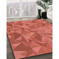 Patterned Tomato Red Rug, pat2077rd