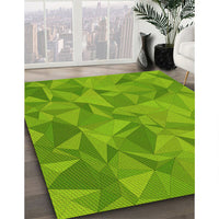 Patterned Dark Lime Green Rug, pat2077yw