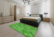 Machine Washable Transitional Green Rug in a Bedroom, wshpat2077