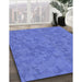 Patterned Sky Blue Rug in Family Room, pat2078blu