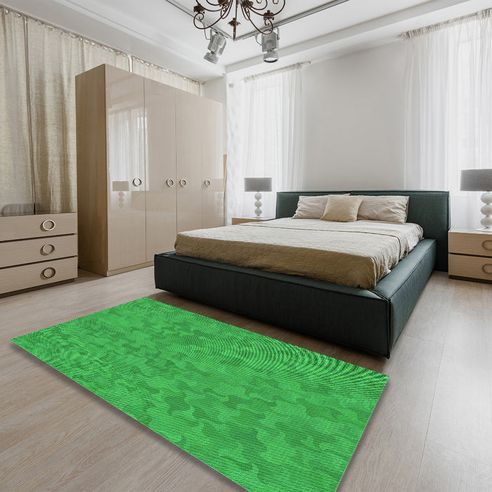 Patterned Lime Green Rug in a Bedroom, pat2078grn