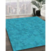 Patterned Dark Turquoise Green Rug in Family Room, pat2078lblu