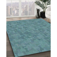 Patterned Blue Novelty Rug, pat2078