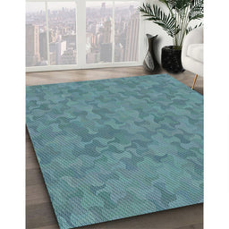 Patterned Blue Novelty Rug in Family Room, pat2078