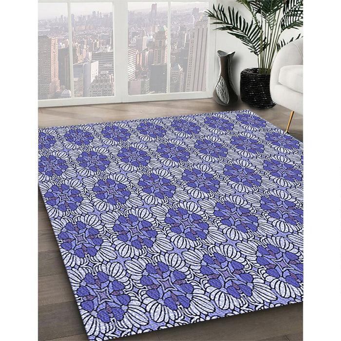Machine Washable Transitional Blue Rug in a Family Room, wshpat2079blu