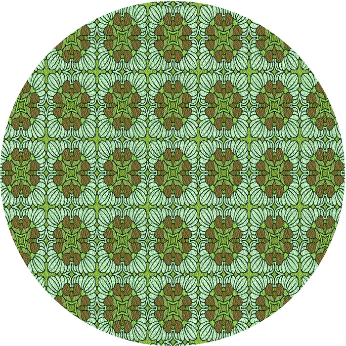 Square Patterned Army Green Rug, pat2079grn