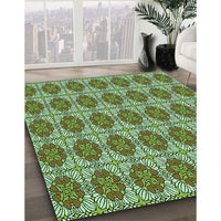 Patterned Army Green Rug, pat2079grn