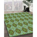 Patterned Army Green Rug in Family Room, pat2079grn