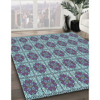 Patterned Sky Blue Rug, pat2079lblu