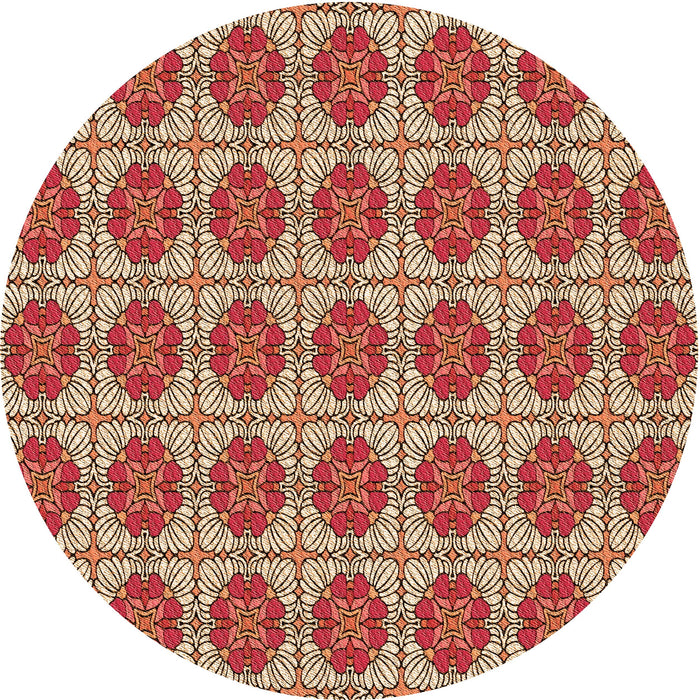 Square Patterned Tomato Red Rug, pat2079org