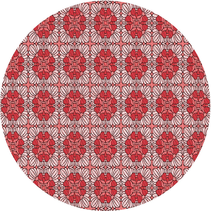 Square Patterned Red Rug, pat2079rd