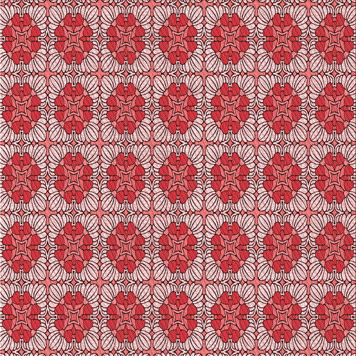Round Patterned Red Rug, pat2079rd