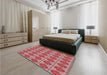 Patterned Red Rug in a Bedroom, pat2079rd