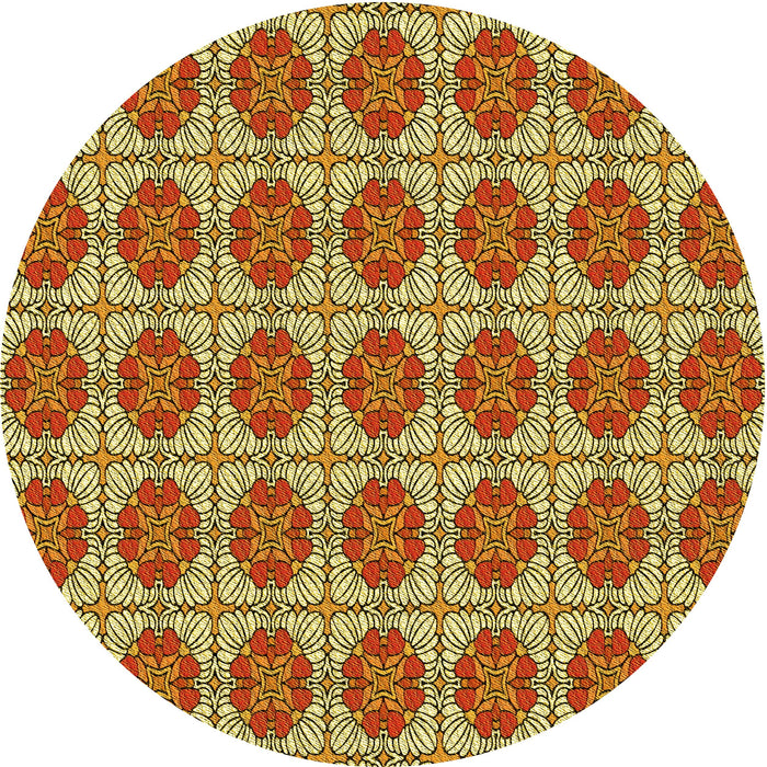 Square Machine Washable Transitional Golden Brown Yellow Rug in a Living Room, wshpat2079yw