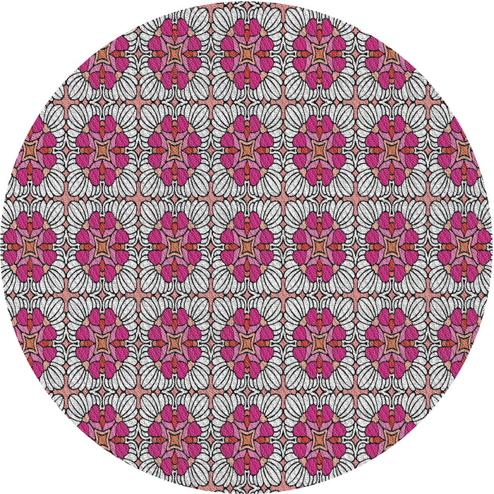 Sideview of Patterned Dark Raspberry Purple Novelty Rug, pat2079