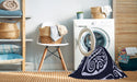 Machine Washable Transitional Night Blue Rug in a Washing Machine, wshpat208blu