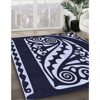 Patterned Night Blue Rug, pat208blu